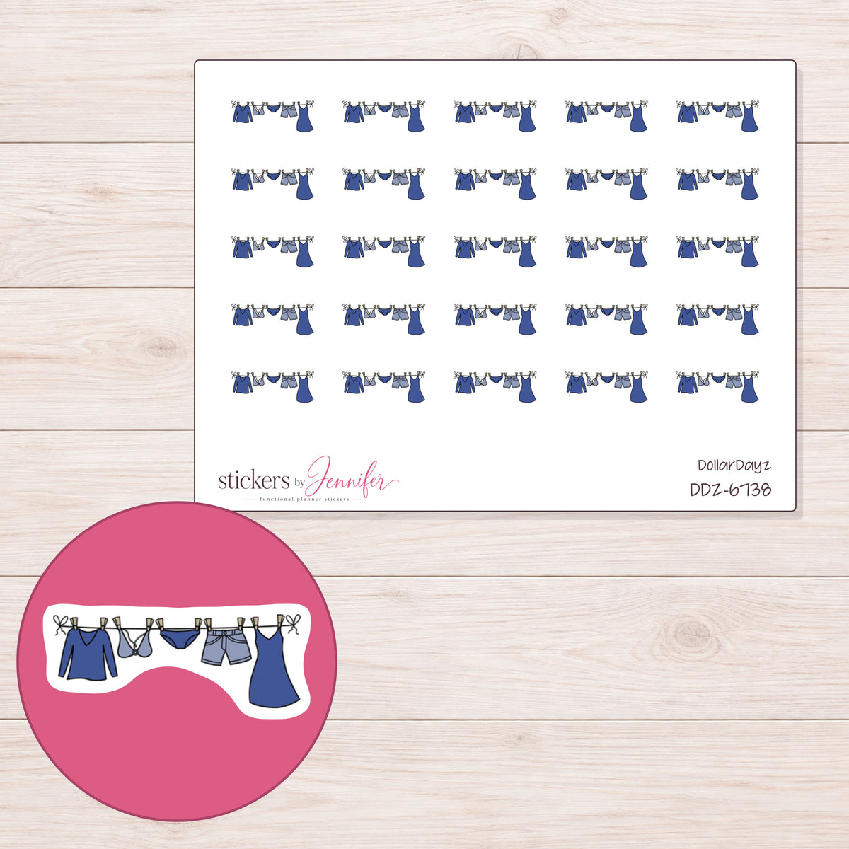 DDZ-6738 planner sticker sheet with enlarged sticker detail