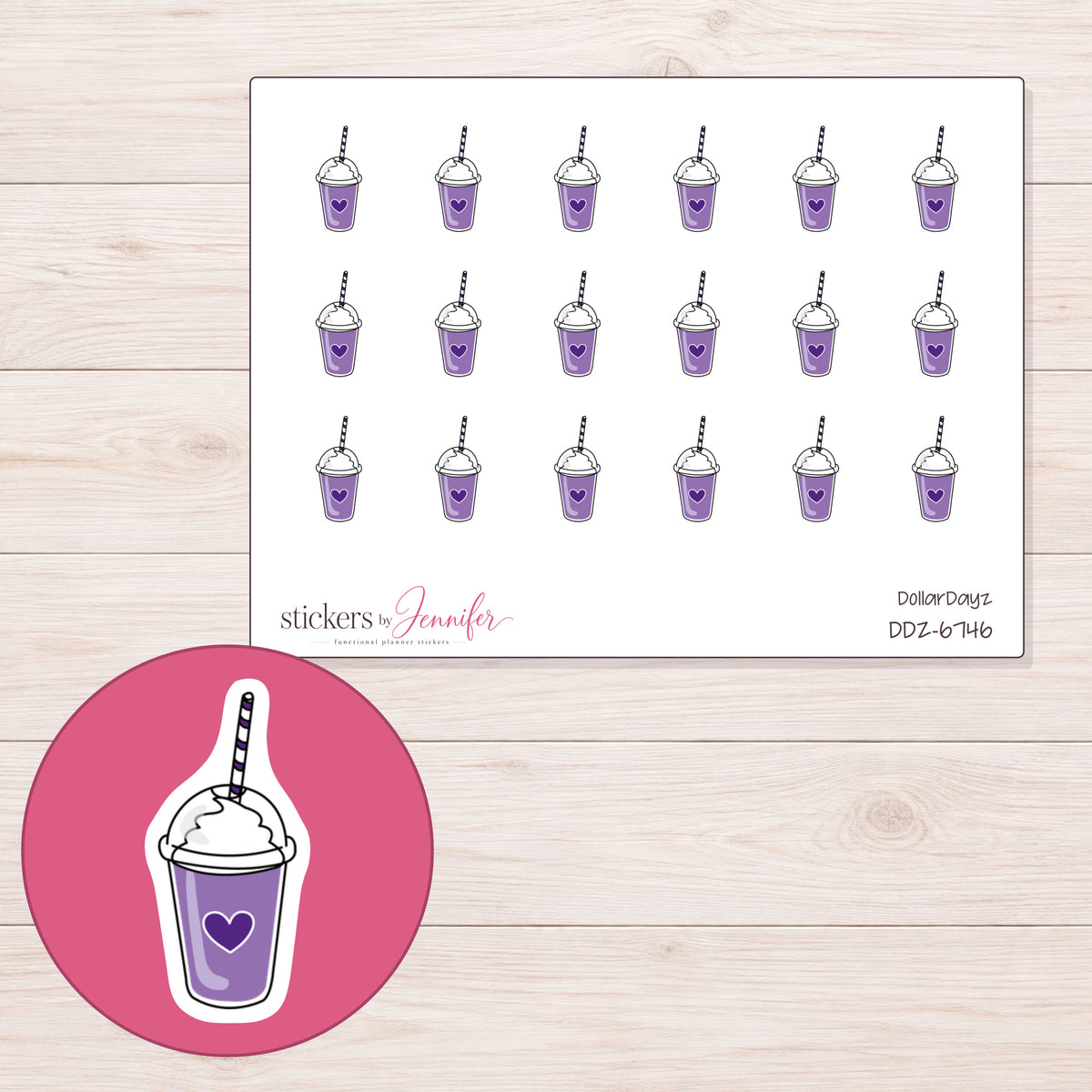 DDZ-6746 planner sticker sheet with enlarged sticker detail
