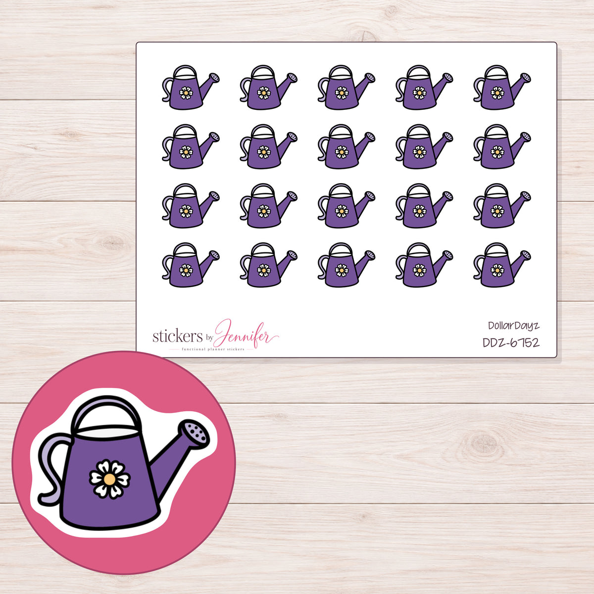 DDZ-6752 planner sticker sheet with enlarged sticker detail