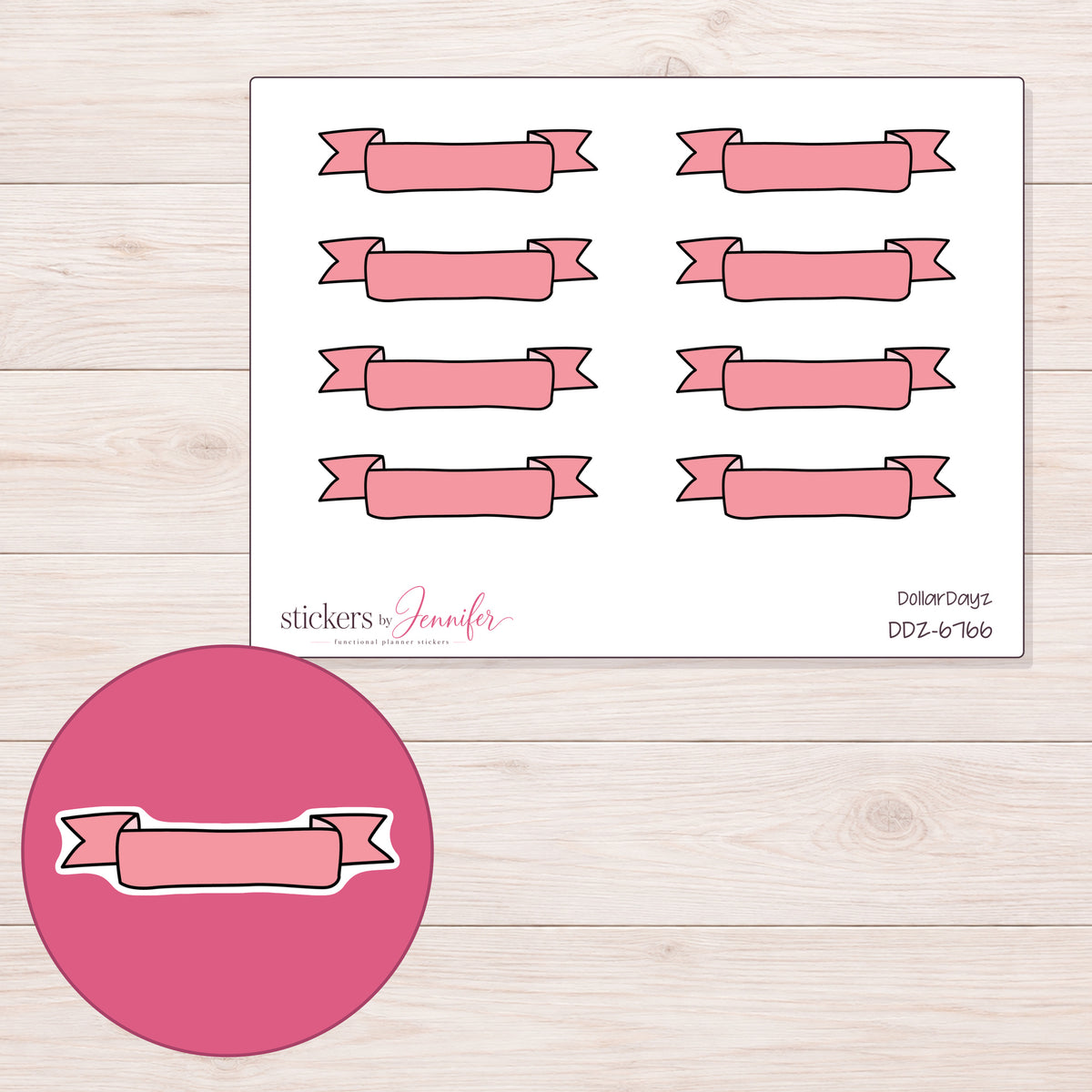 DDZ-6766 planner sticker sheet with enlarged sticker detail