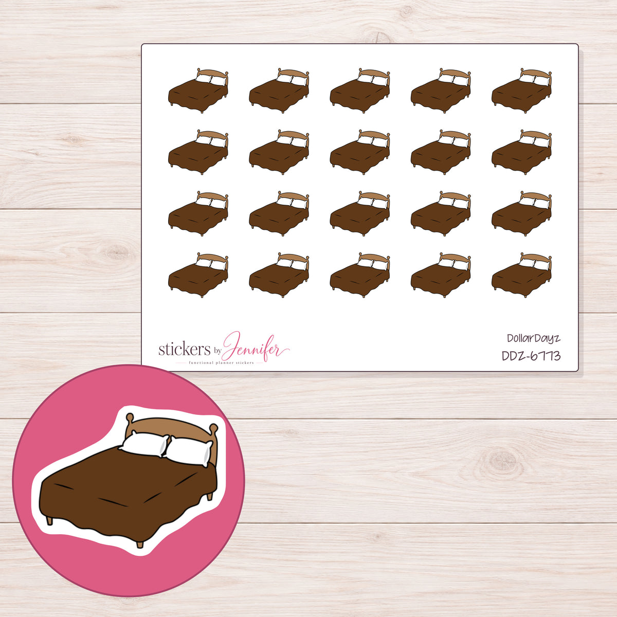 DDZ-6773 planner sticker sheet with enlarged sticker detail