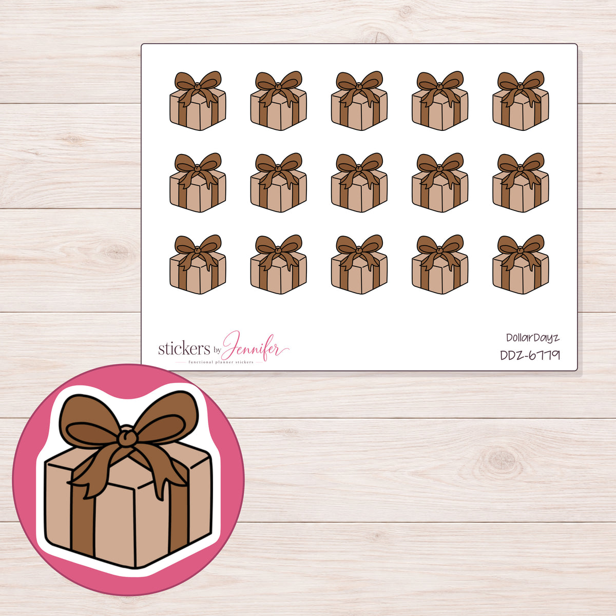 DDZ-6779 planner sticker sheet with enlarged sticker detail