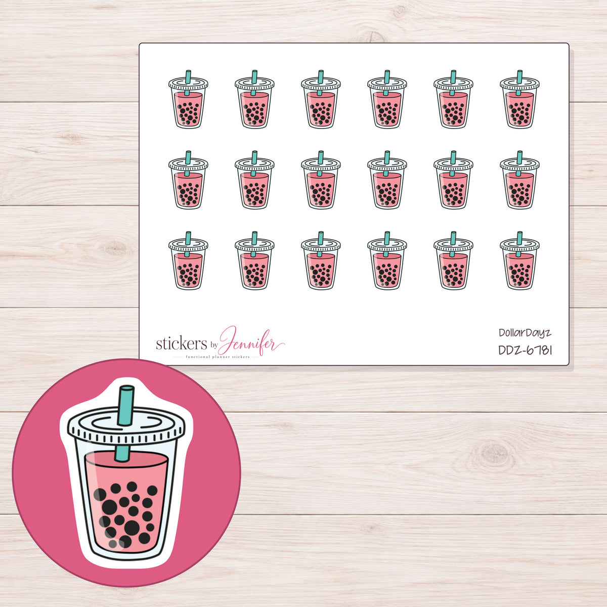 DDZ-6781 planner sticker sheet with enlarged sticker detail