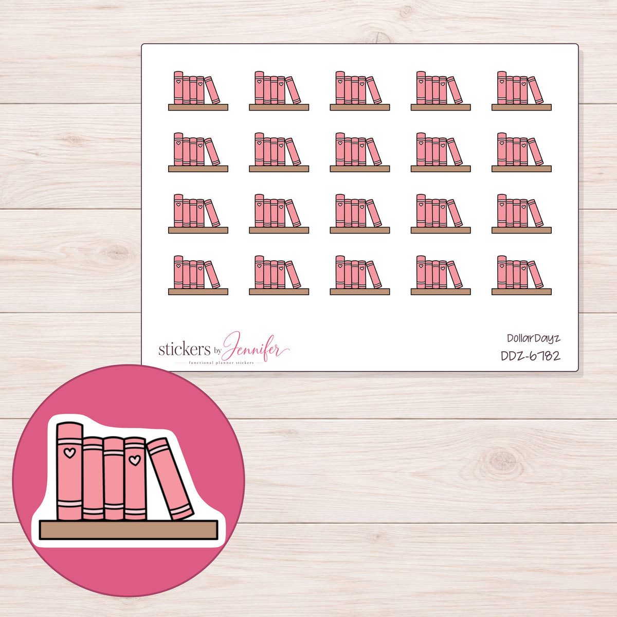 DDZ-6782 planner sticker sheet with enlarged sticker detail