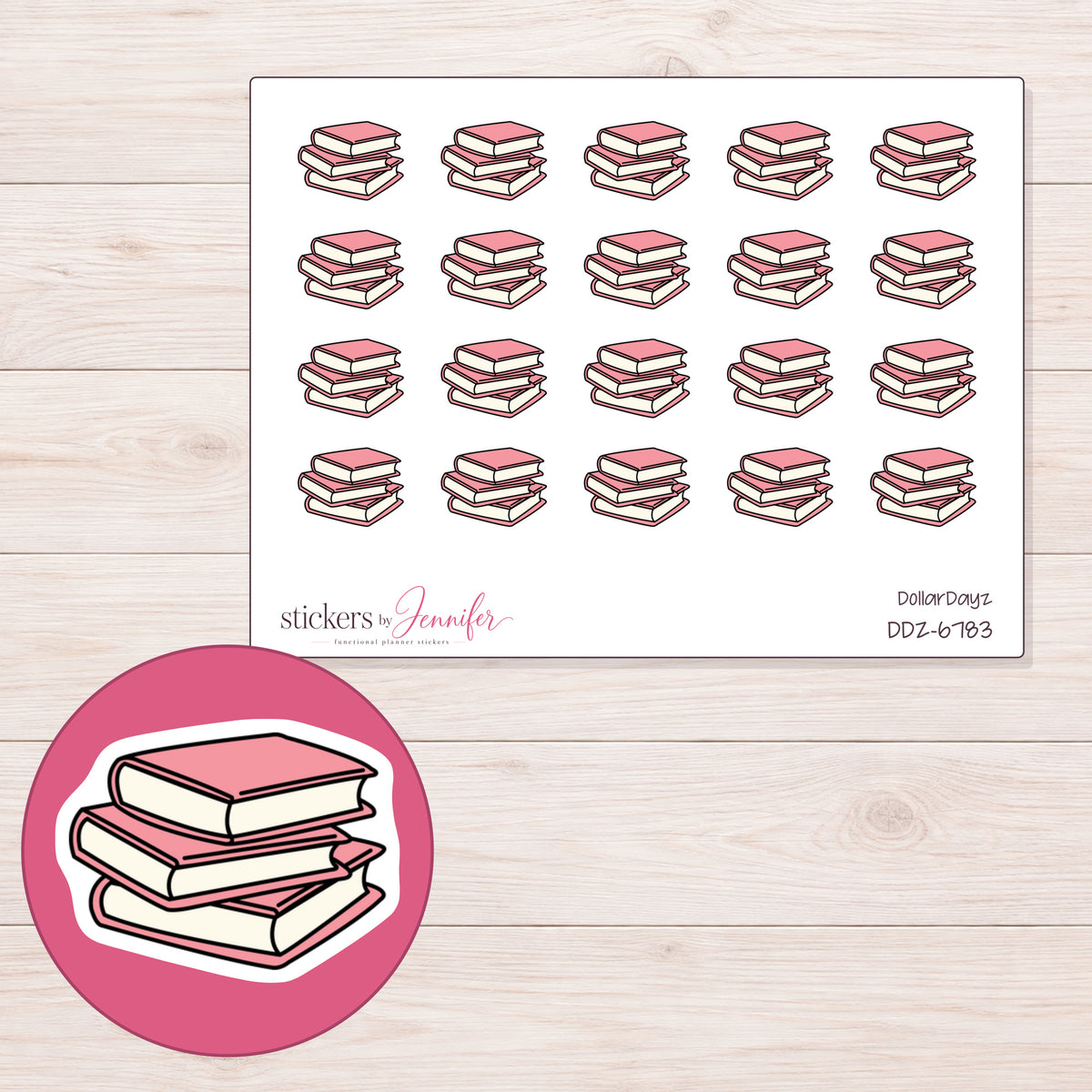 DDZ-6783 planner sticker sheet with enlarged sticker detail
