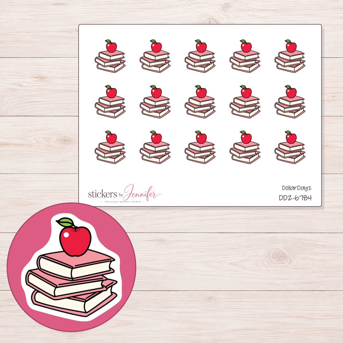 DDZ-6784 planner sticker sheet with enlarged sticker detail