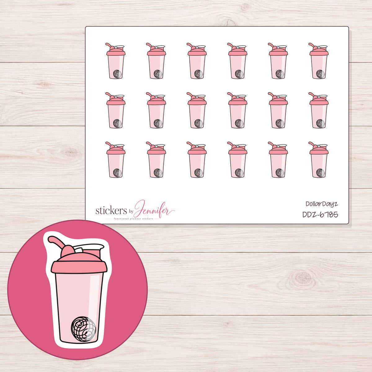 DDZ-6785 planner sticker sheet with enlarged sticker detail