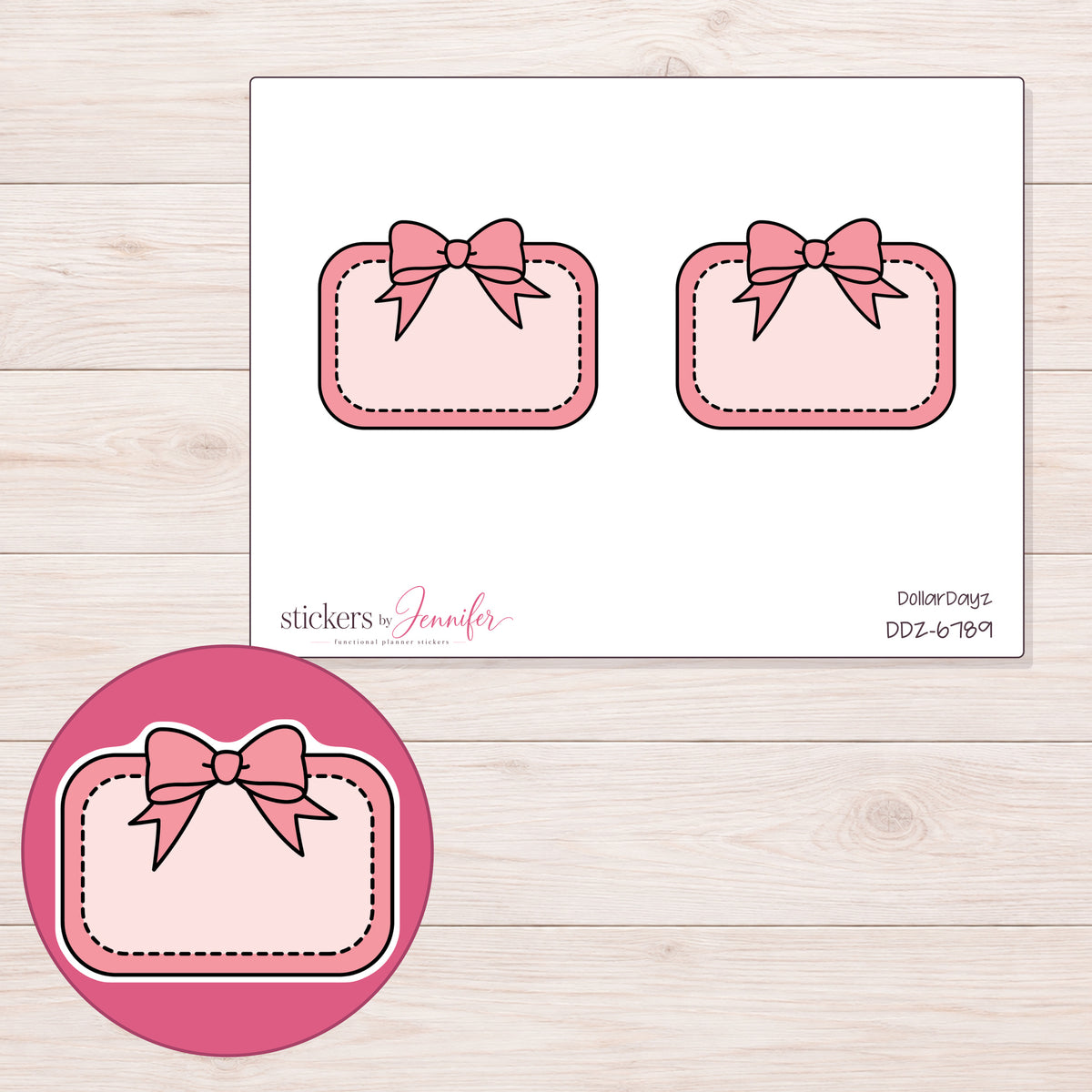 DDZ-6789 planner sticker sheet with enlarged sticker detail