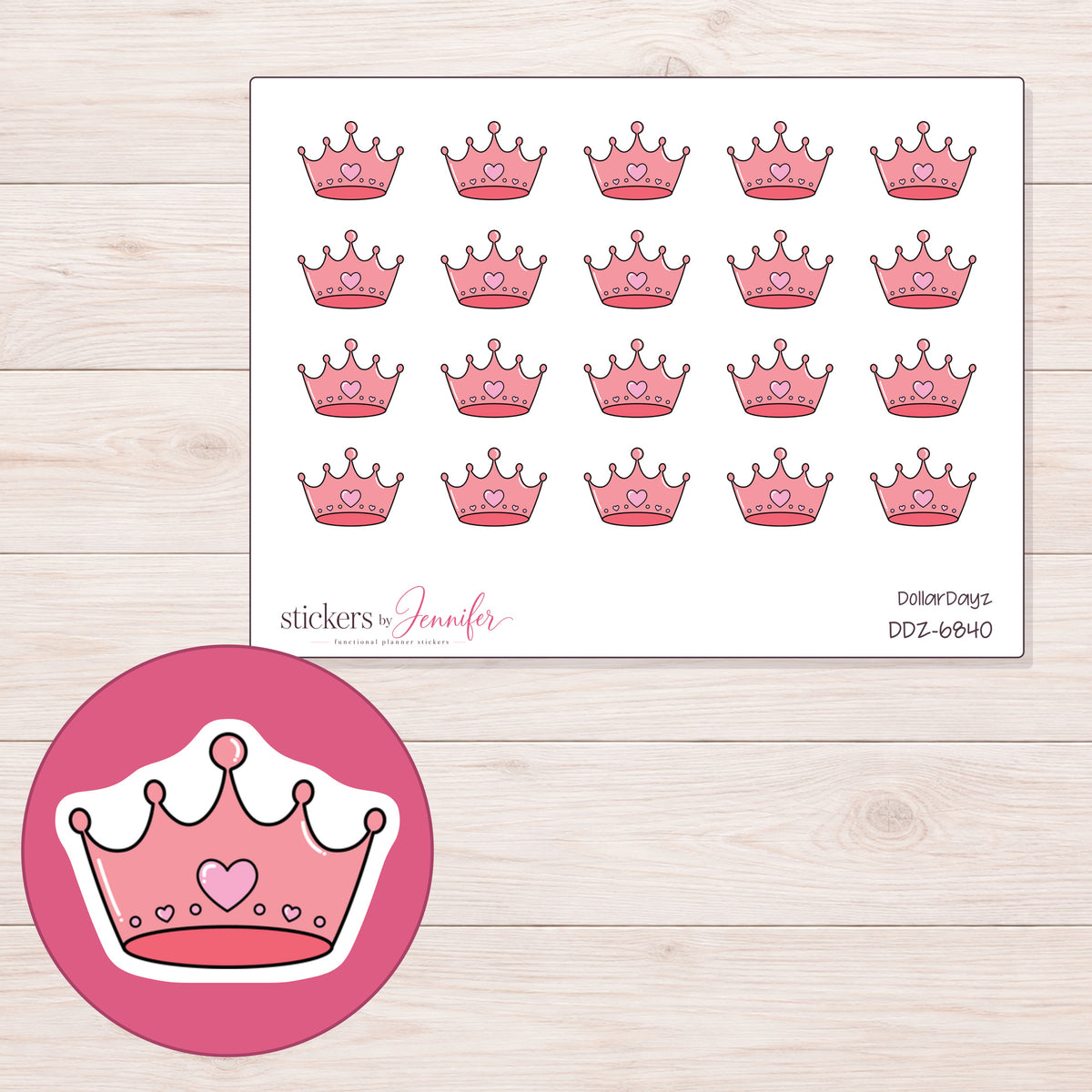 DDZ-6840 planner sticker sheet with enlarged sticker detail