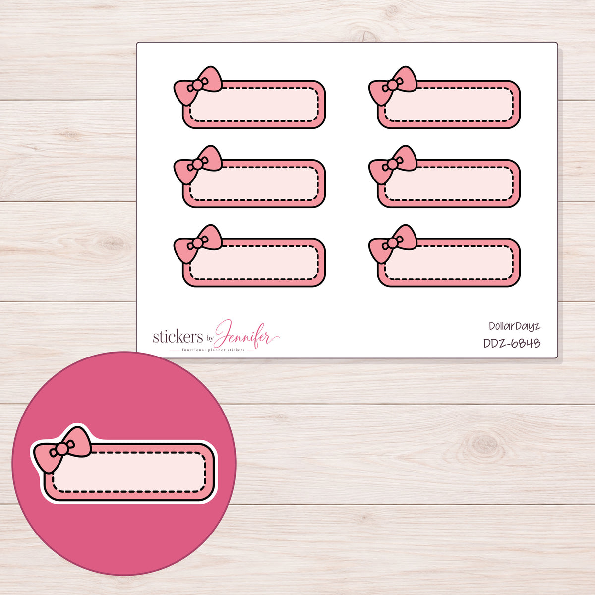 DDZ-6848 planner sticker sheet with enlarged sticker detail