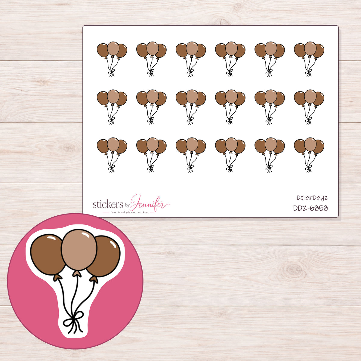 DDZ-6858 planner sticker sheet with enlarged sticker detail
