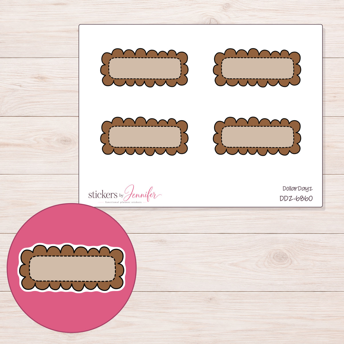 DDZ-6860 planner sticker sheet with enlarged sticker detail