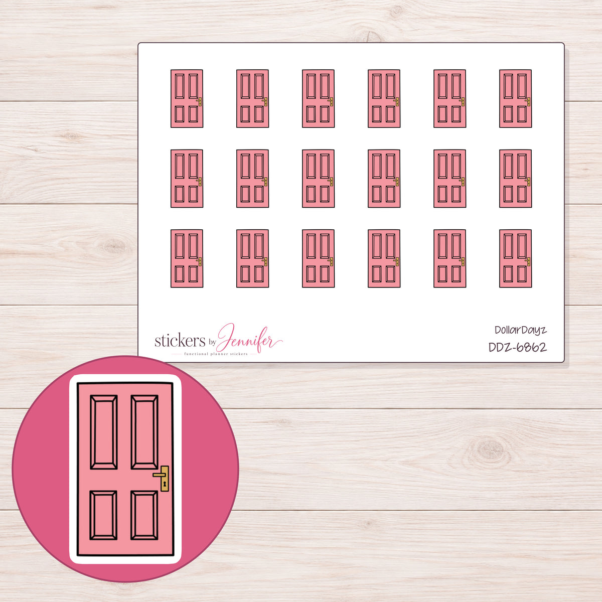 DDZ-6862 planner sticker sheet with enlarged sticker detail