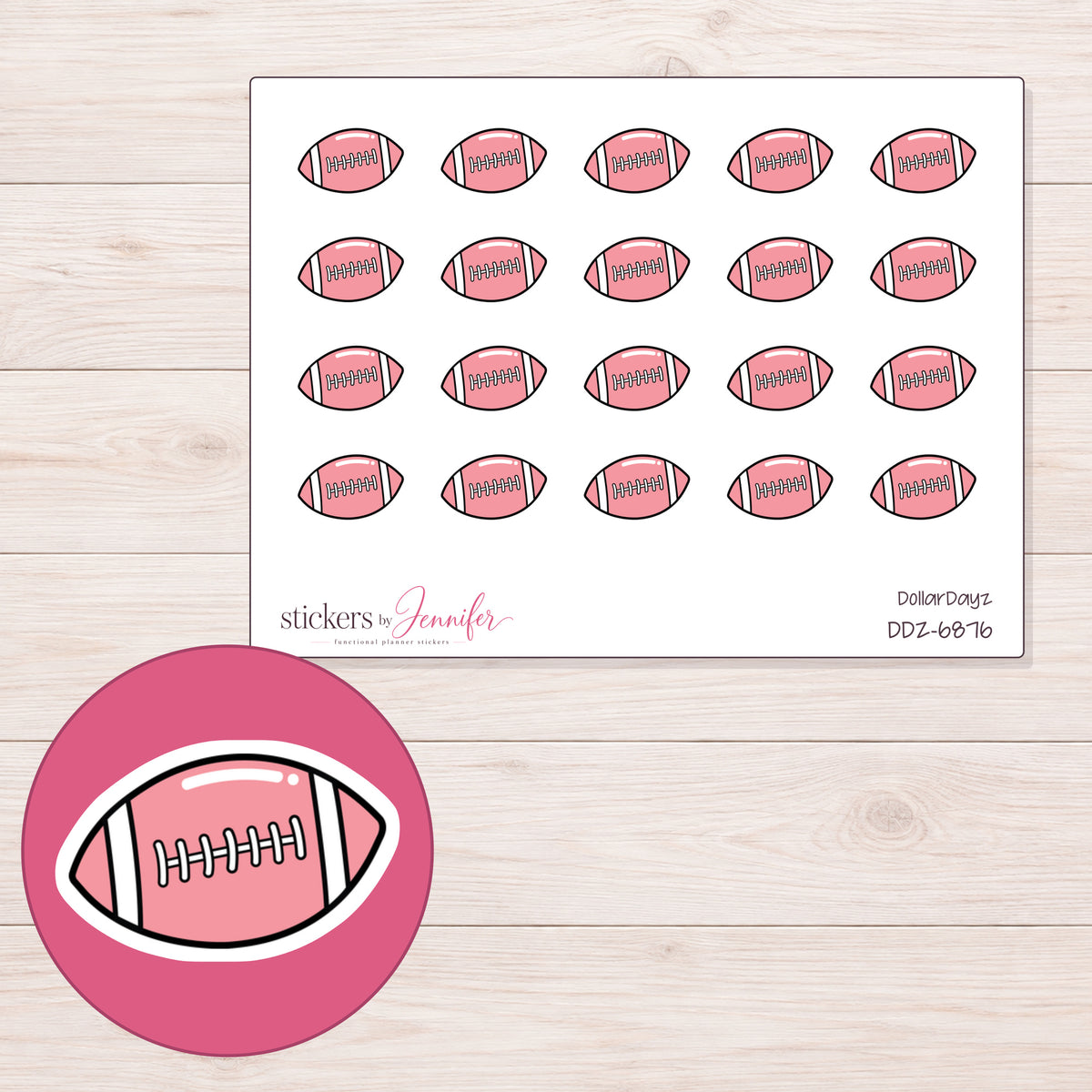 DDZ-6876 planner sticker sheet with enlarged sticker detail