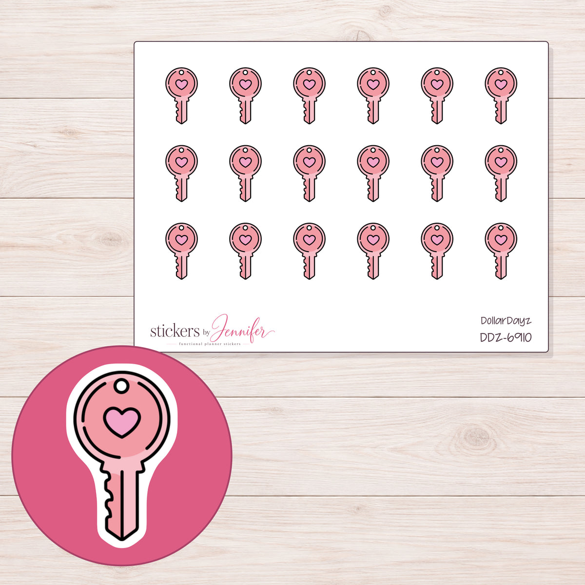 DDZ-6910 planner sticker sheet with enlarged sticker detail