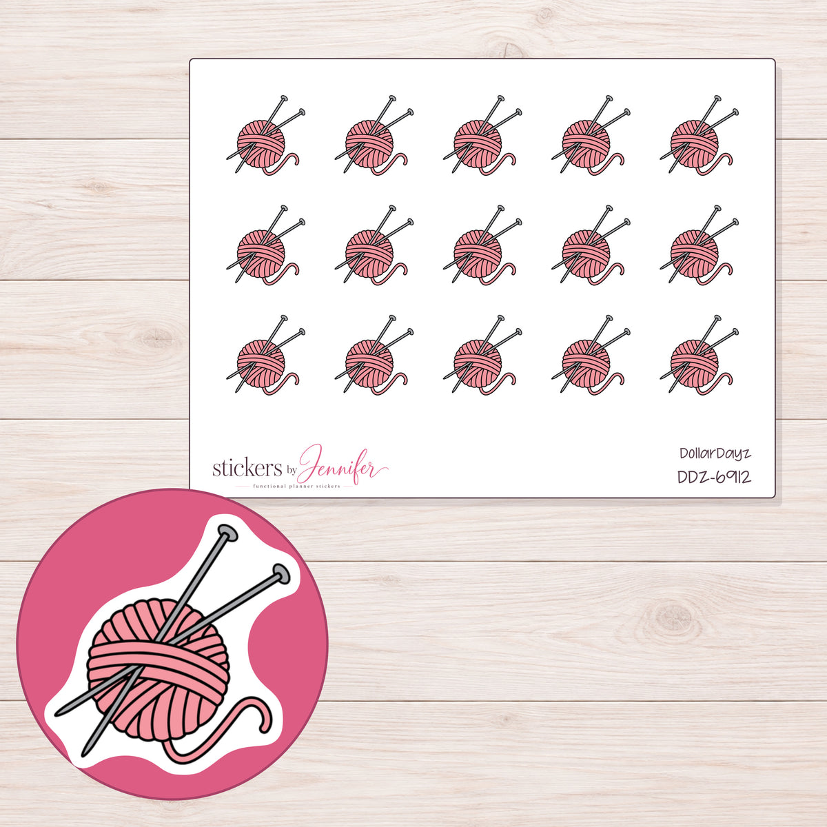 DDZ-6912 planner sticker sheet with enlarged sticker detail
