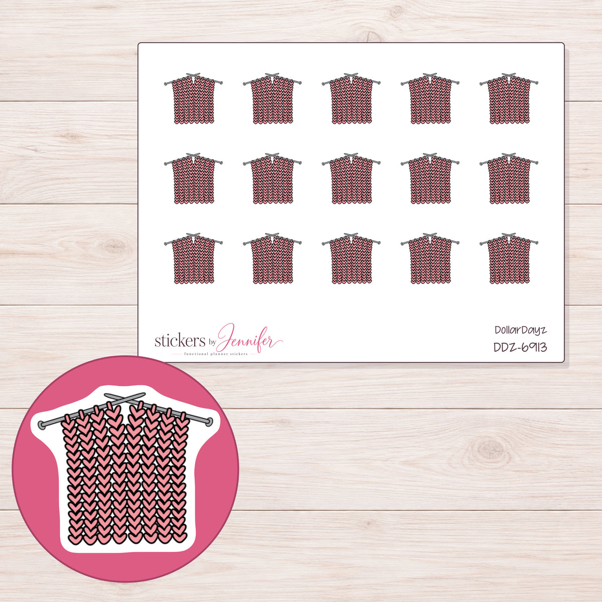 DDZ-6913 planner sticker sheet with enlarged sticker detail
