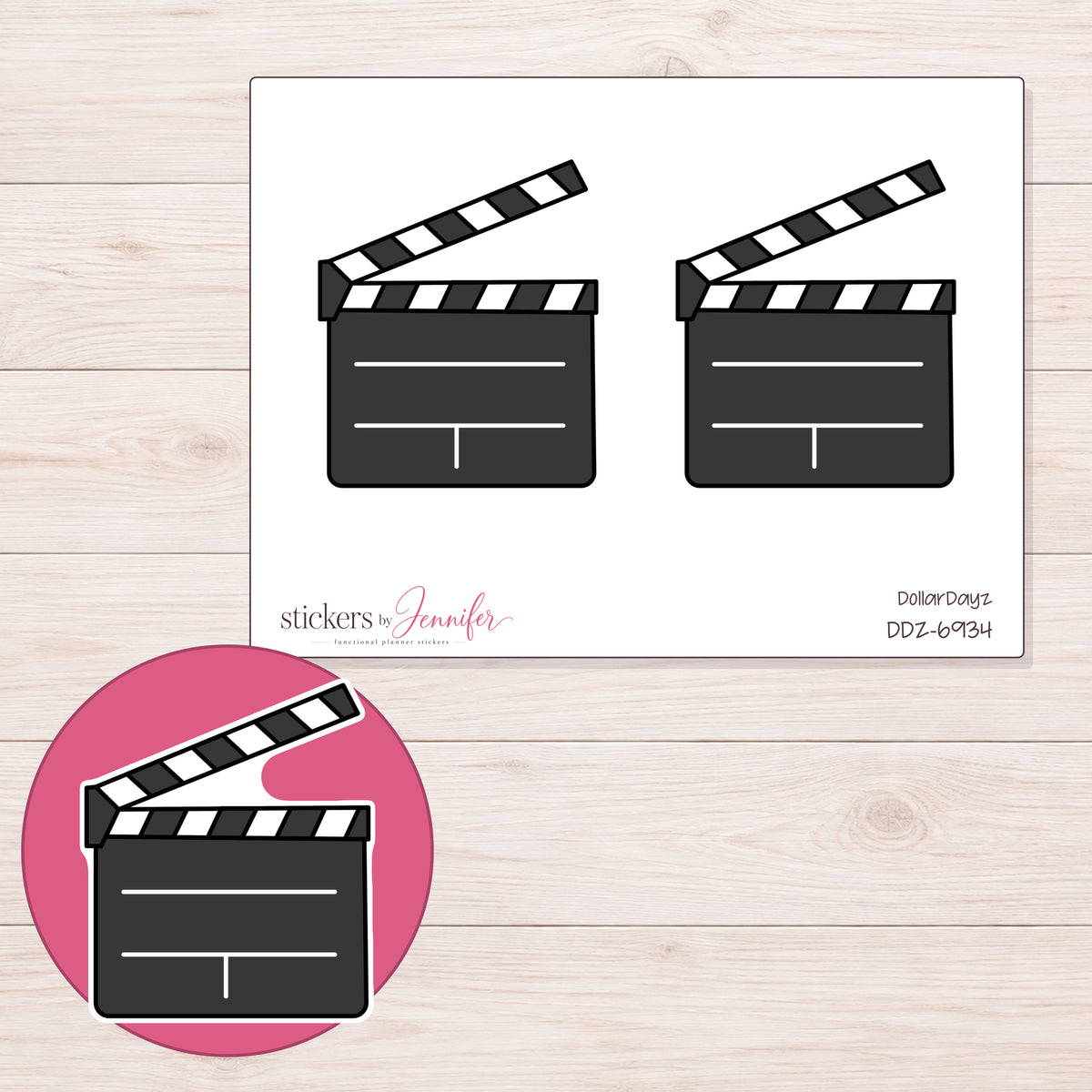DDZ-6934 planner sticker sheet with enlarged sticker detail