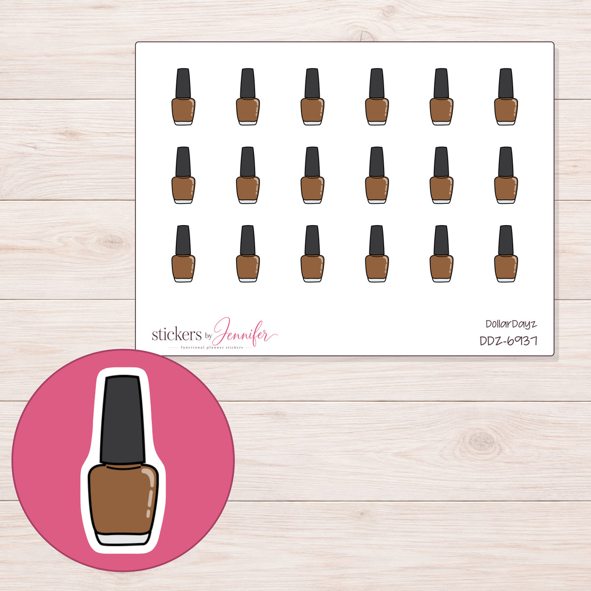 DDZ-6937 planner sticker sheet with enlarged sticker detail
