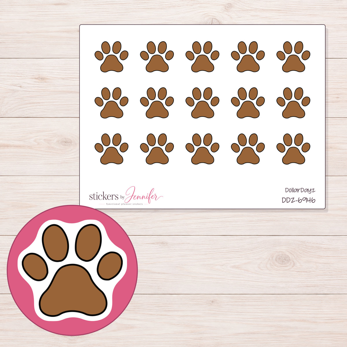 DDZ-6946 planner sticker sheet with enlarged sticker detail