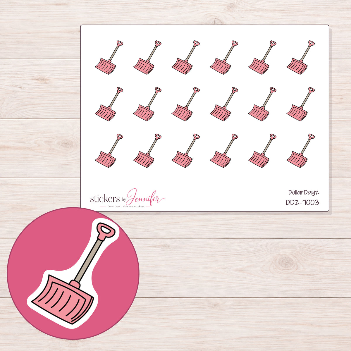 DDZ-7003 planner sticker sheet with enlarged sticker detail