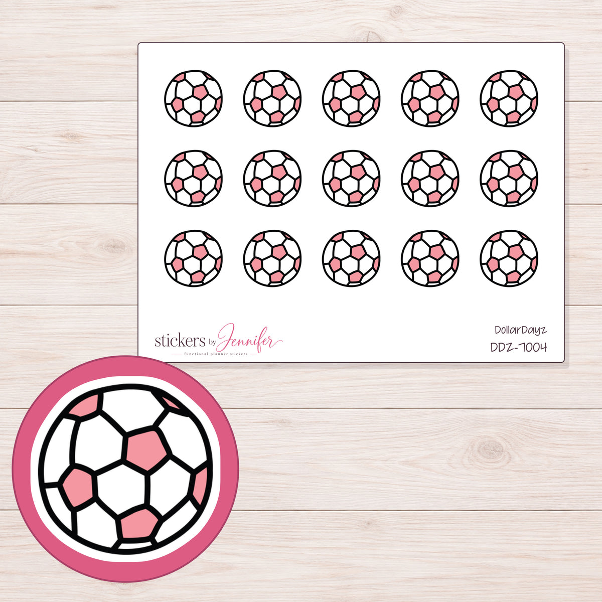 DDZ-7004 planner sticker sheet with enlarged sticker detail