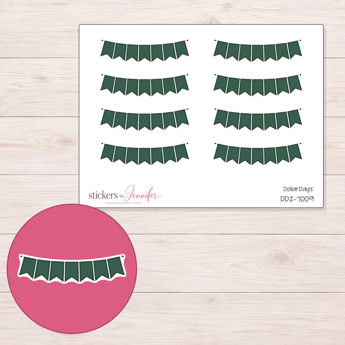 DDZ-7009 planner sticker sheet with enlarged sticker detail