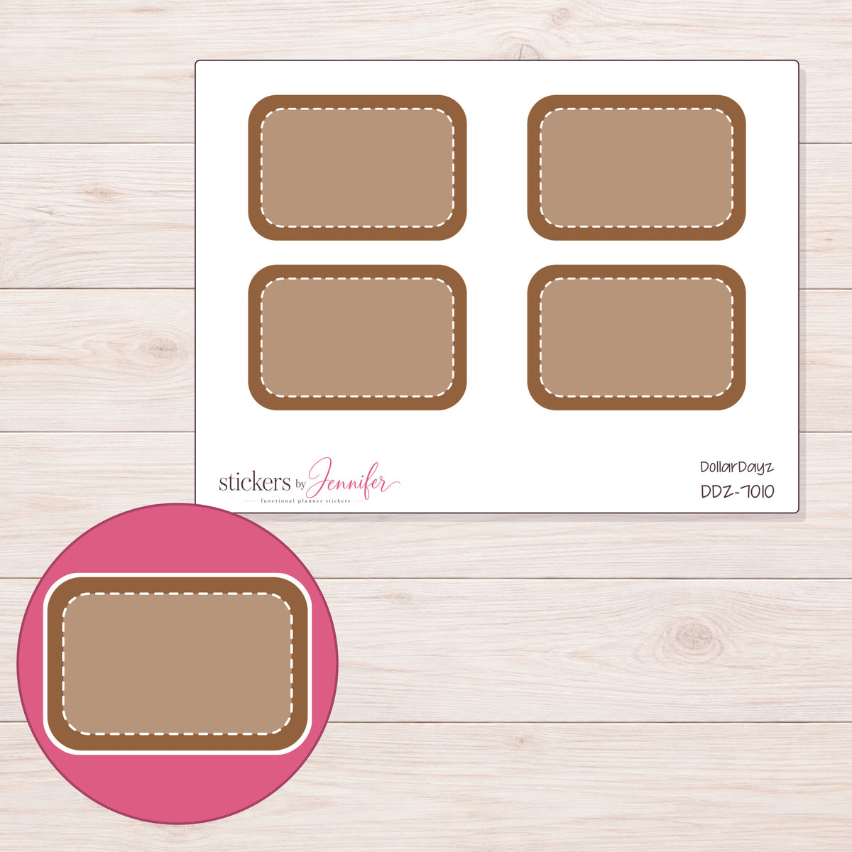 DDZ-7010 planner sticker sheet with enlarged sticker detail