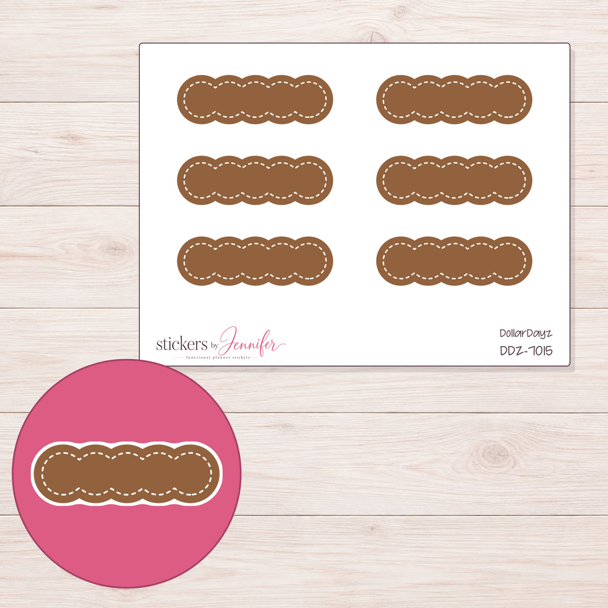 DDZ-7015 planner sticker sheet with enlarged sticker detail