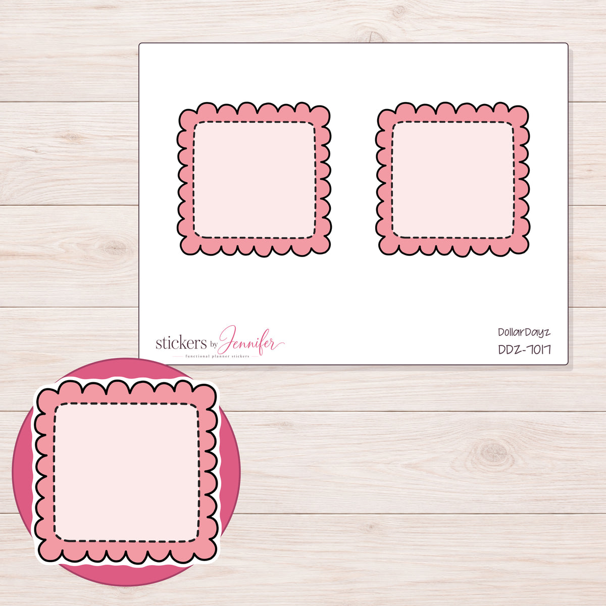 DDZ-7017 planner sticker sheet with enlarged sticker detail