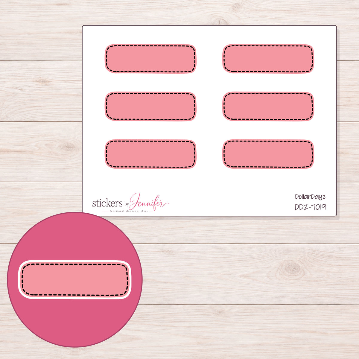 DDZ-7019 planner sticker sheet with enlarged sticker detail