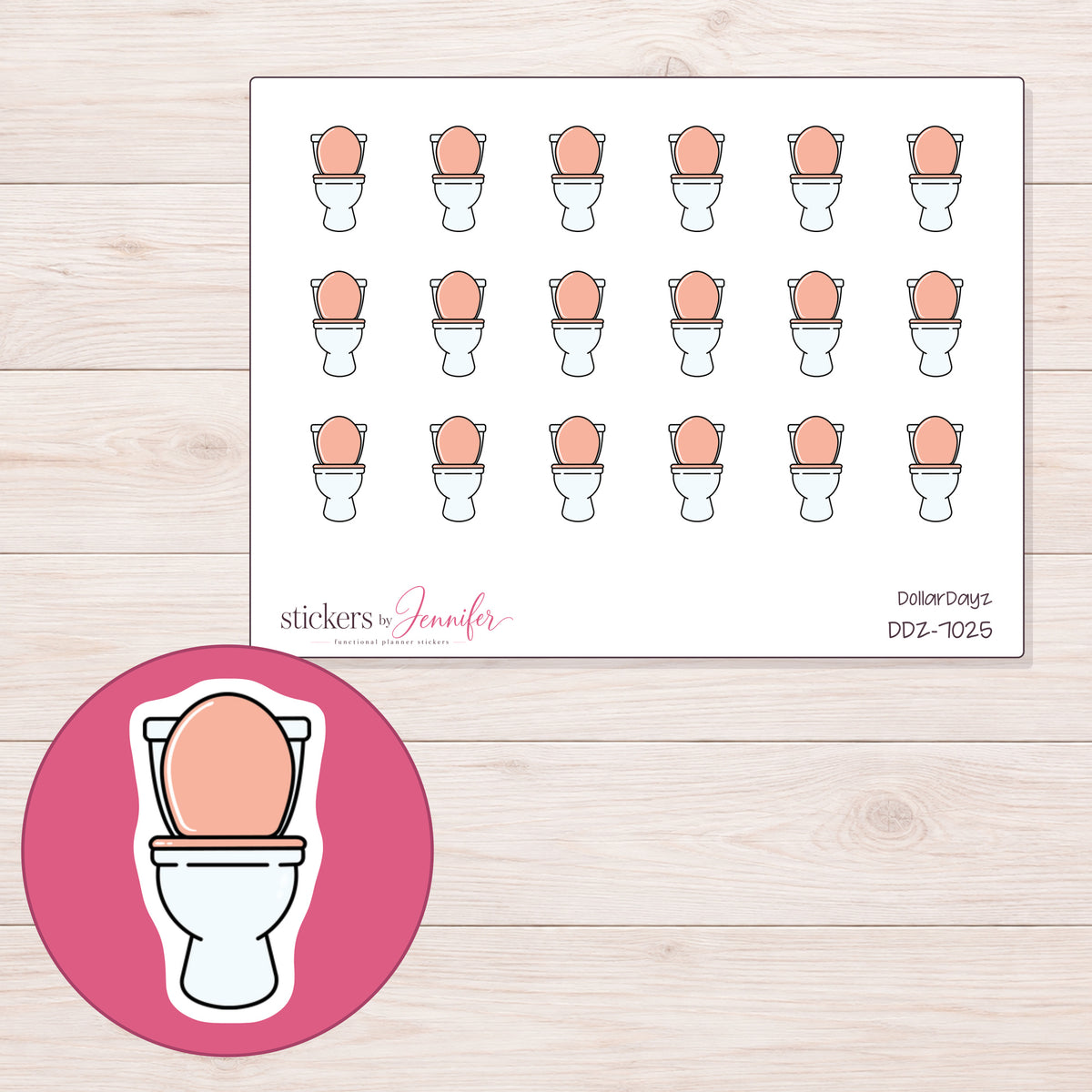 DDZ-7025 planner sticker sheet with enlarged sticker detail