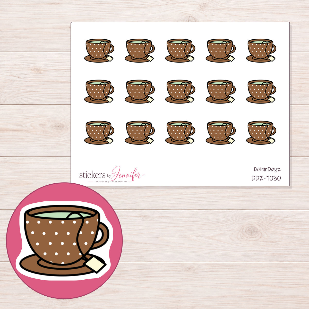 DDZ-7030 planner sticker sheet with enlarged sticker detail