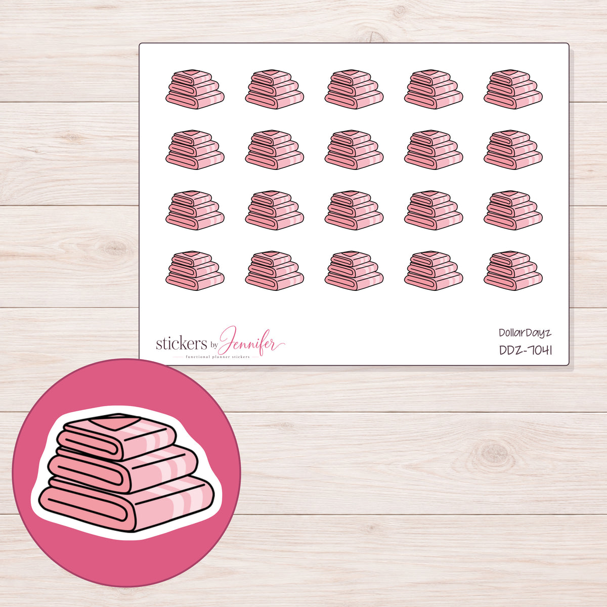 DDZ-7041 planner sticker sheet with enlarged sticker detail
