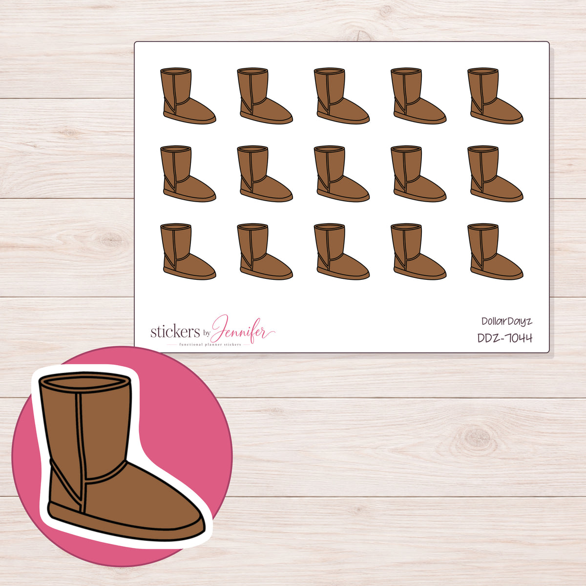 DDZ-7044 planner sticker sheet with enlarged sticker detail