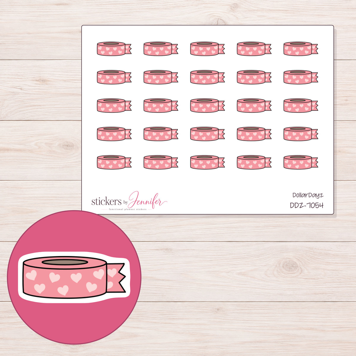 DDZ-7054 planner sticker sheet with enlarged sticker detail