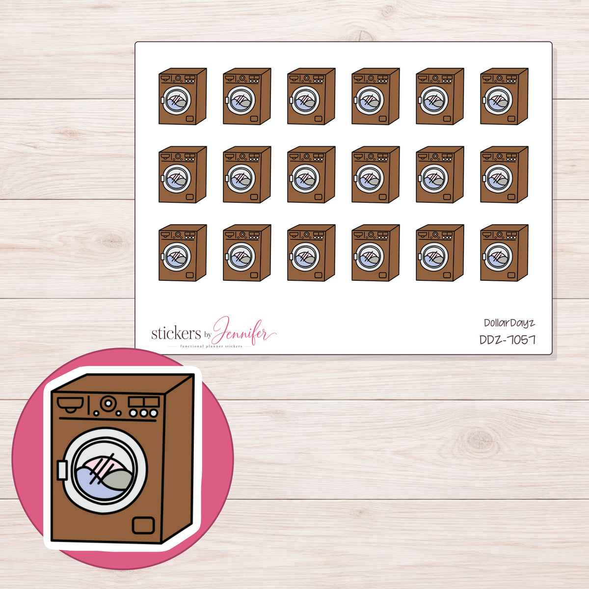 DDZ-7057 planner sticker sheet with enlarged sticker detail