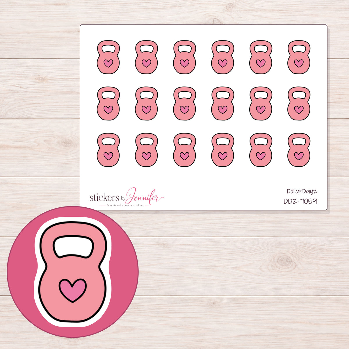 DDZ-7059 planner sticker sheet with enlarged sticker detail