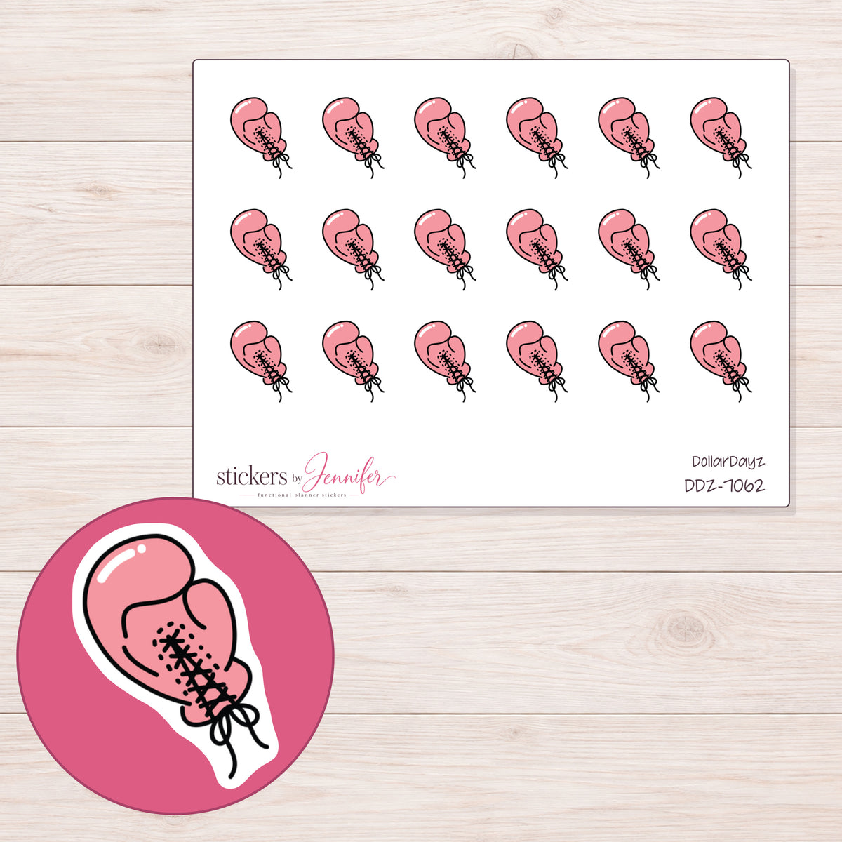DDZ-7062 planner sticker sheet with enlarged sticker detail