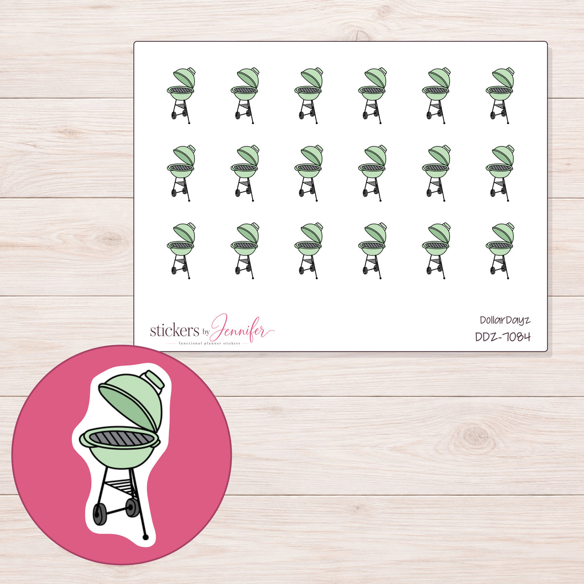 DDZ-7084 planner sticker sheet with enlarged sticker detail