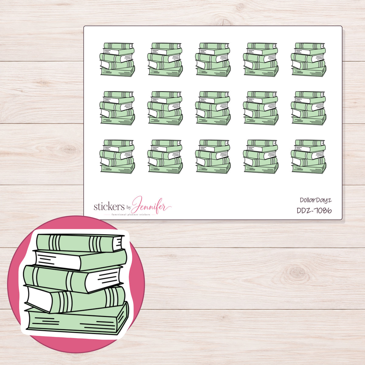 DDZ-7086 planner sticker sheet with enlarged sticker detail