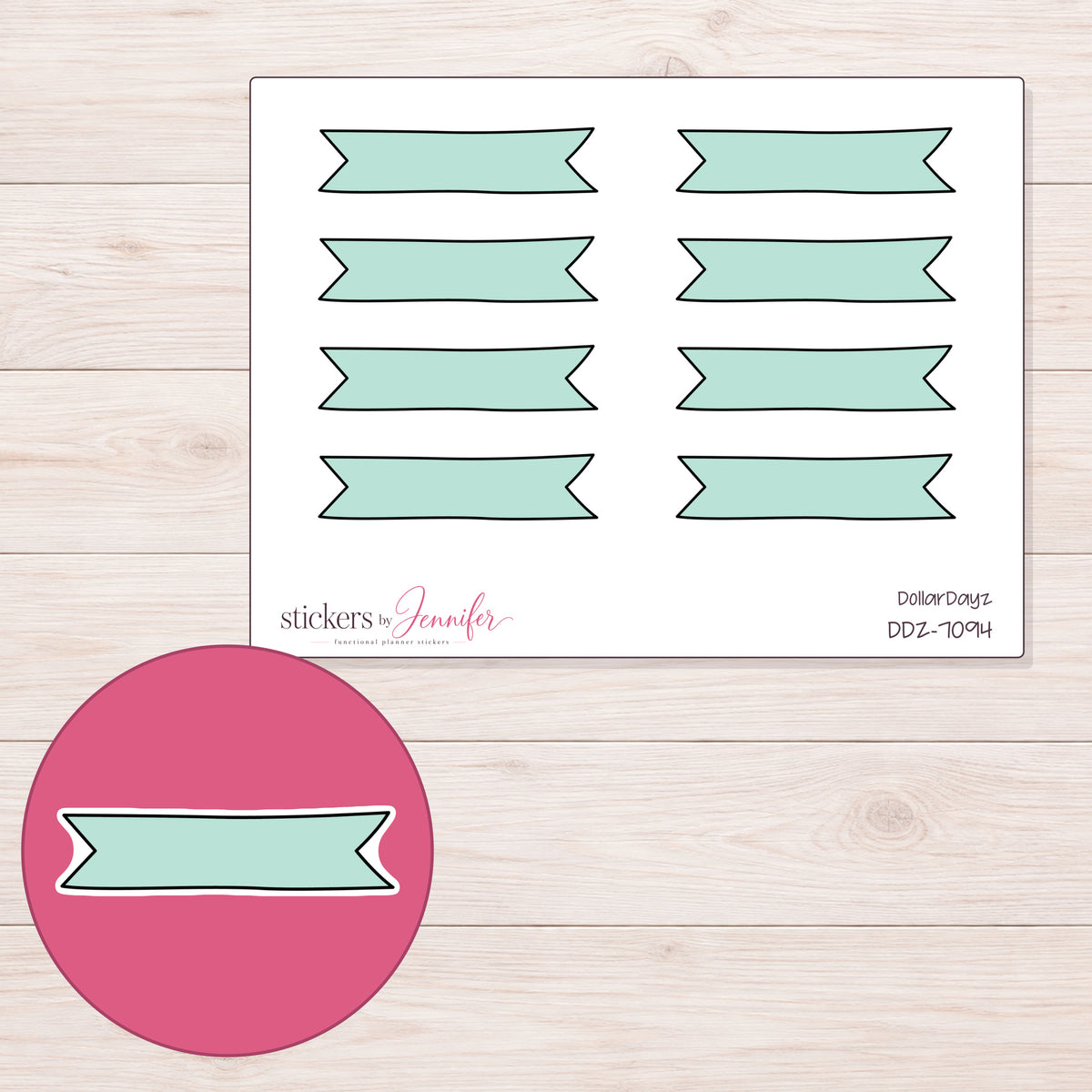DDZ-7094 planner sticker sheet with enlarged sticker detail