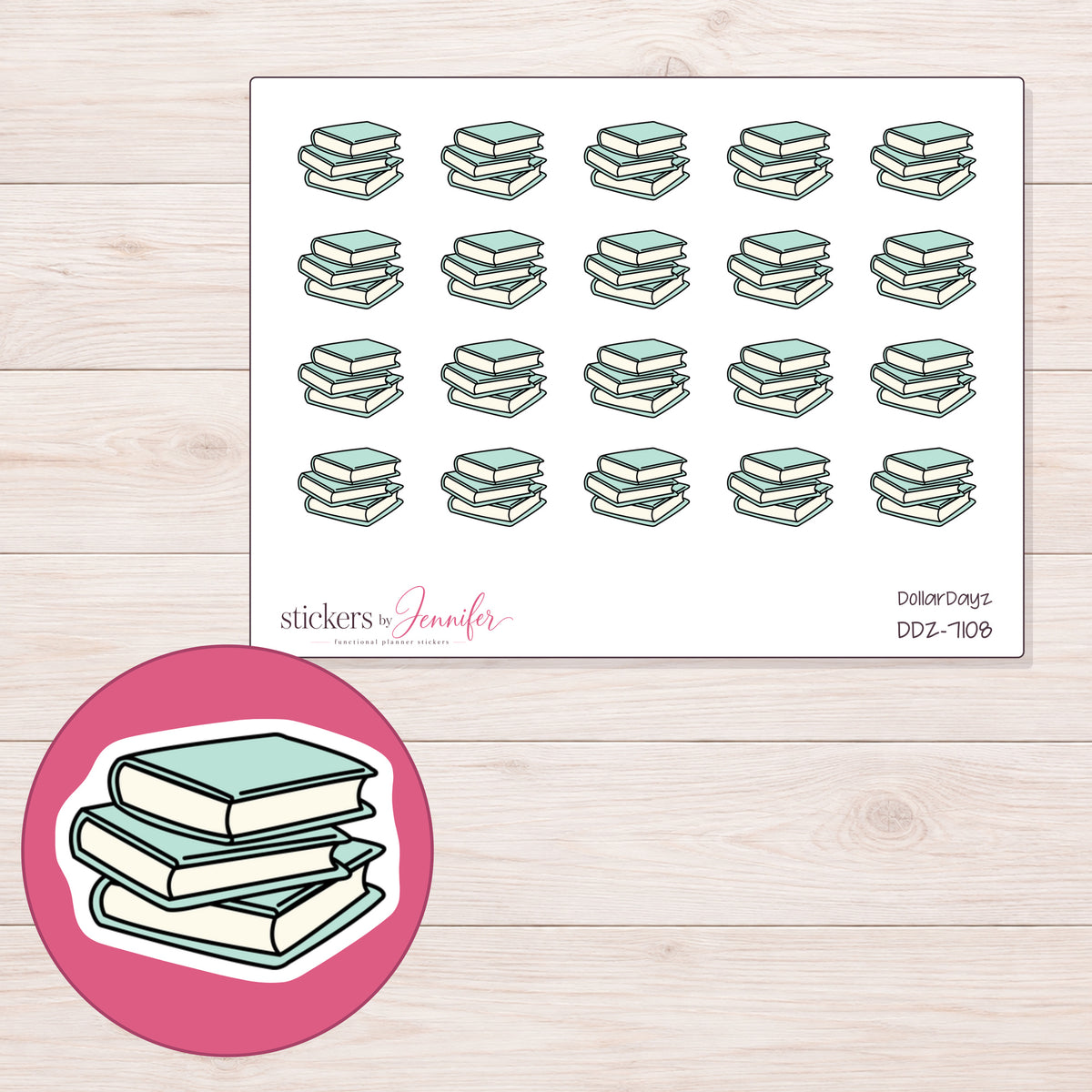 DDZ-7108 planner sticker sheet with enlarged sticker detail