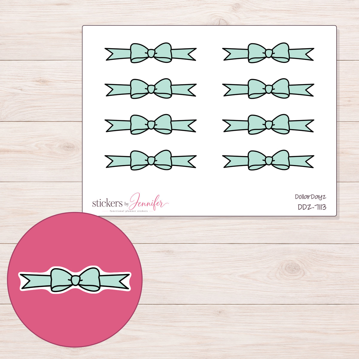 DDZ-7113 planner sticker sheet with enlarged sticker detail