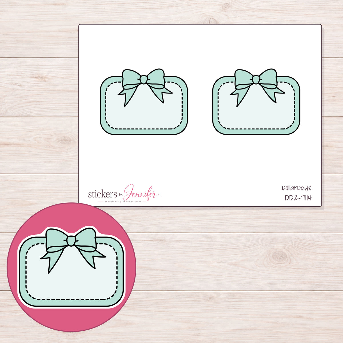 DDZ-7114 planner sticker sheet with enlarged sticker detail