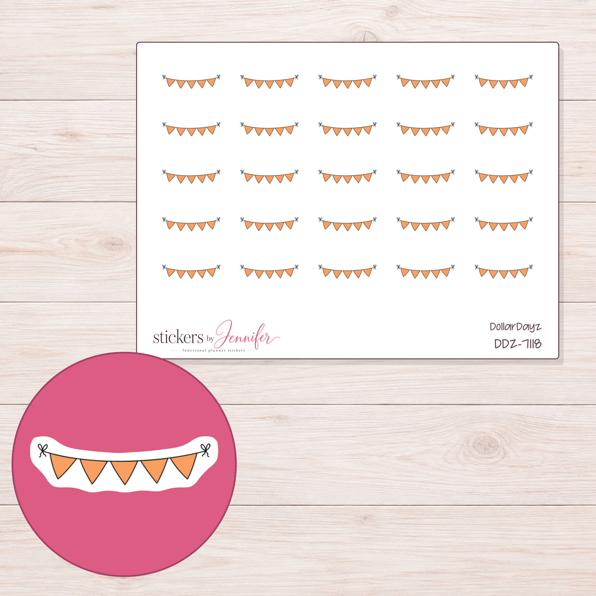 DDZ-7118 planner sticker sheet with enlarged sticker detail
