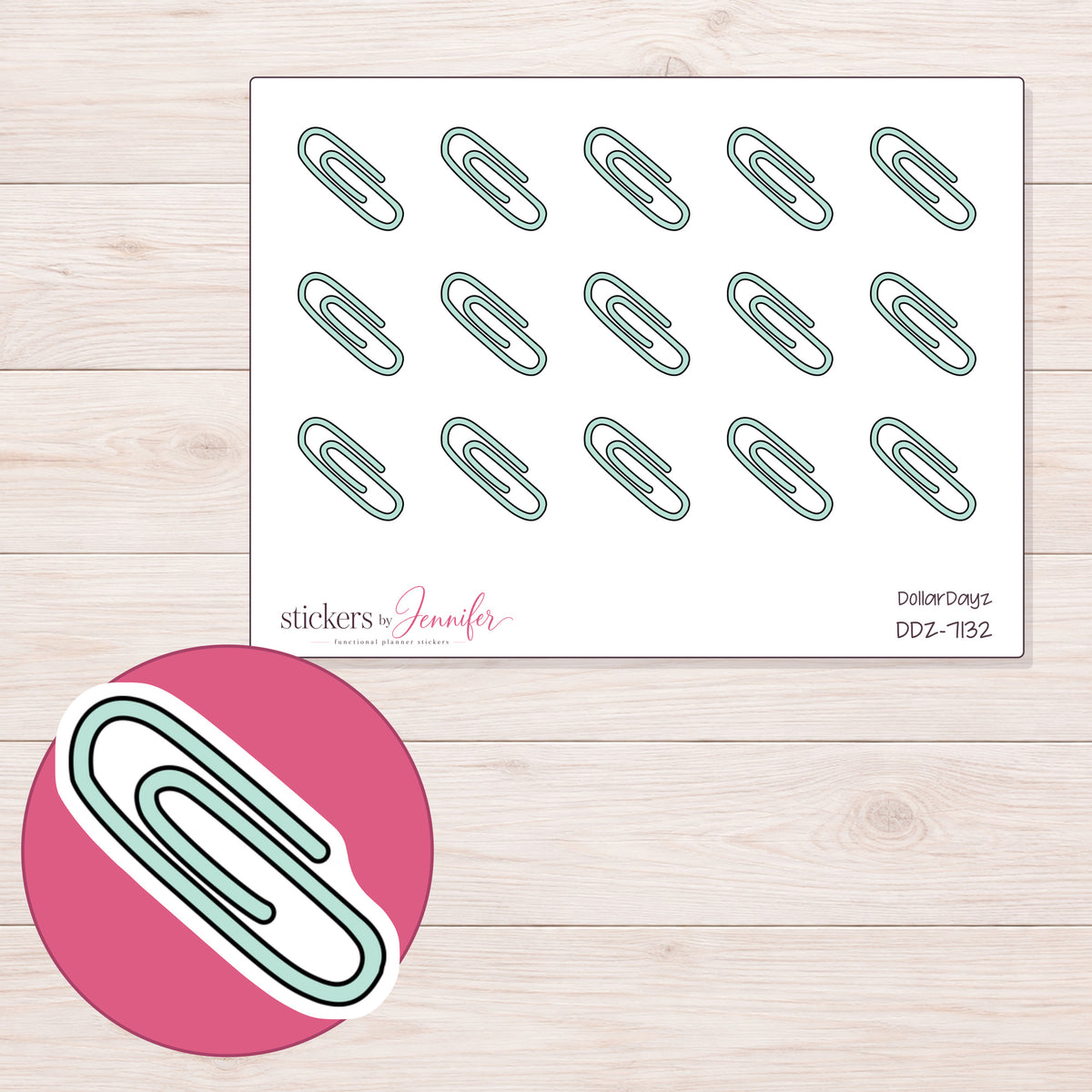 DDZ-7132 planner sticker sheet with enlarged sticker detail