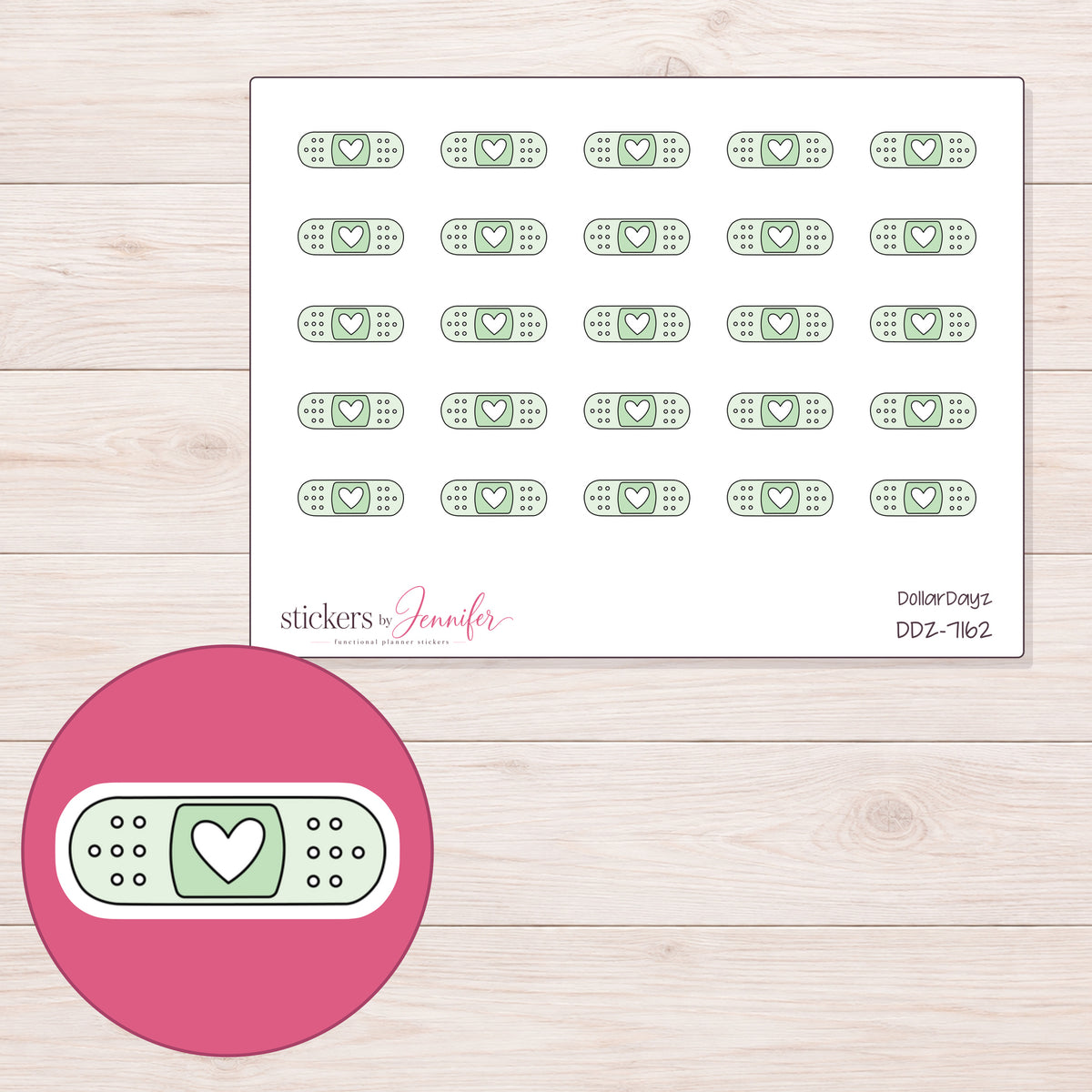 DDZ-7162 planner sticker sheet with enlarged sticker detail