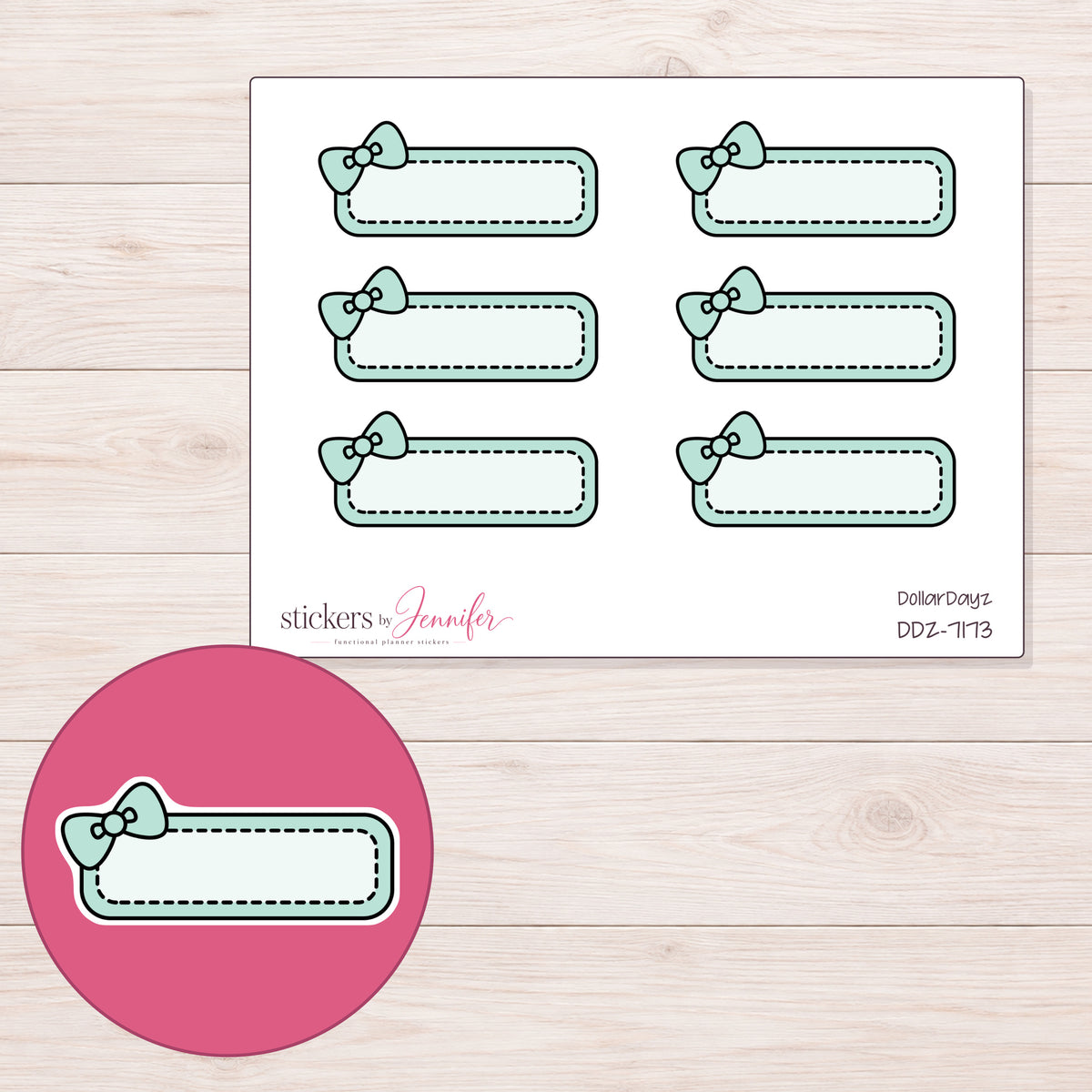 DDZ-7173 planner sticker sheet with enlarged sticker detail