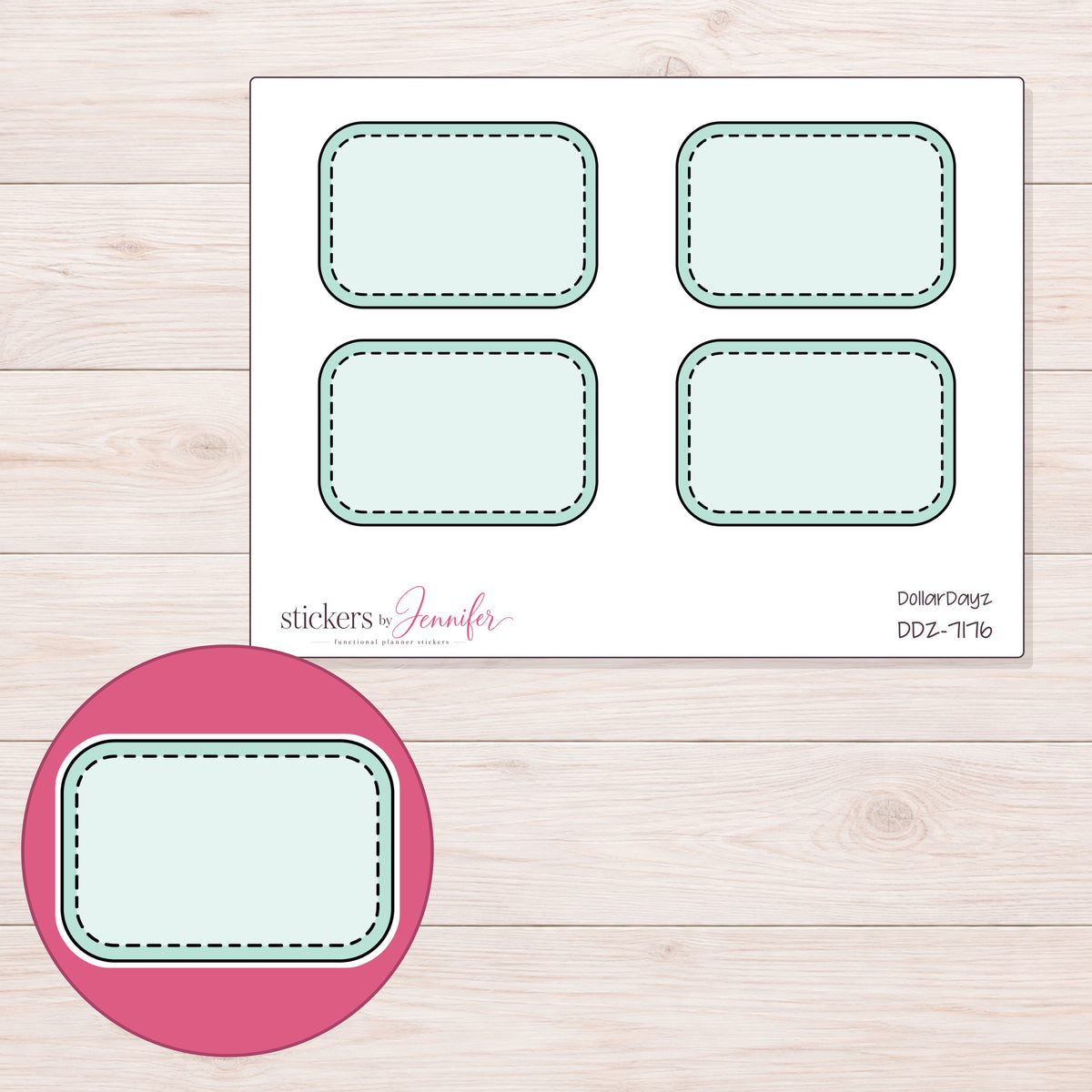 DDZ-7176 planner sticker sheet with enlarged sticker detail